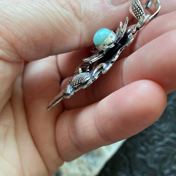 Larimar Flower Luna Moth Sun Crescent Moon Mystic Stone Jewelry Crystal Pendant - Picture 5 of 7